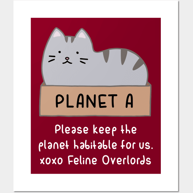 Gray Cat - Habitable Planet (Red) Wall Art by ImperfectLife